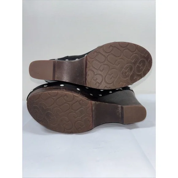 UGG Women 7 Carnegie Shearling Winter Ankle Boot Wedge 1001317 Nubuck Black Stud - Picture 13 of 15